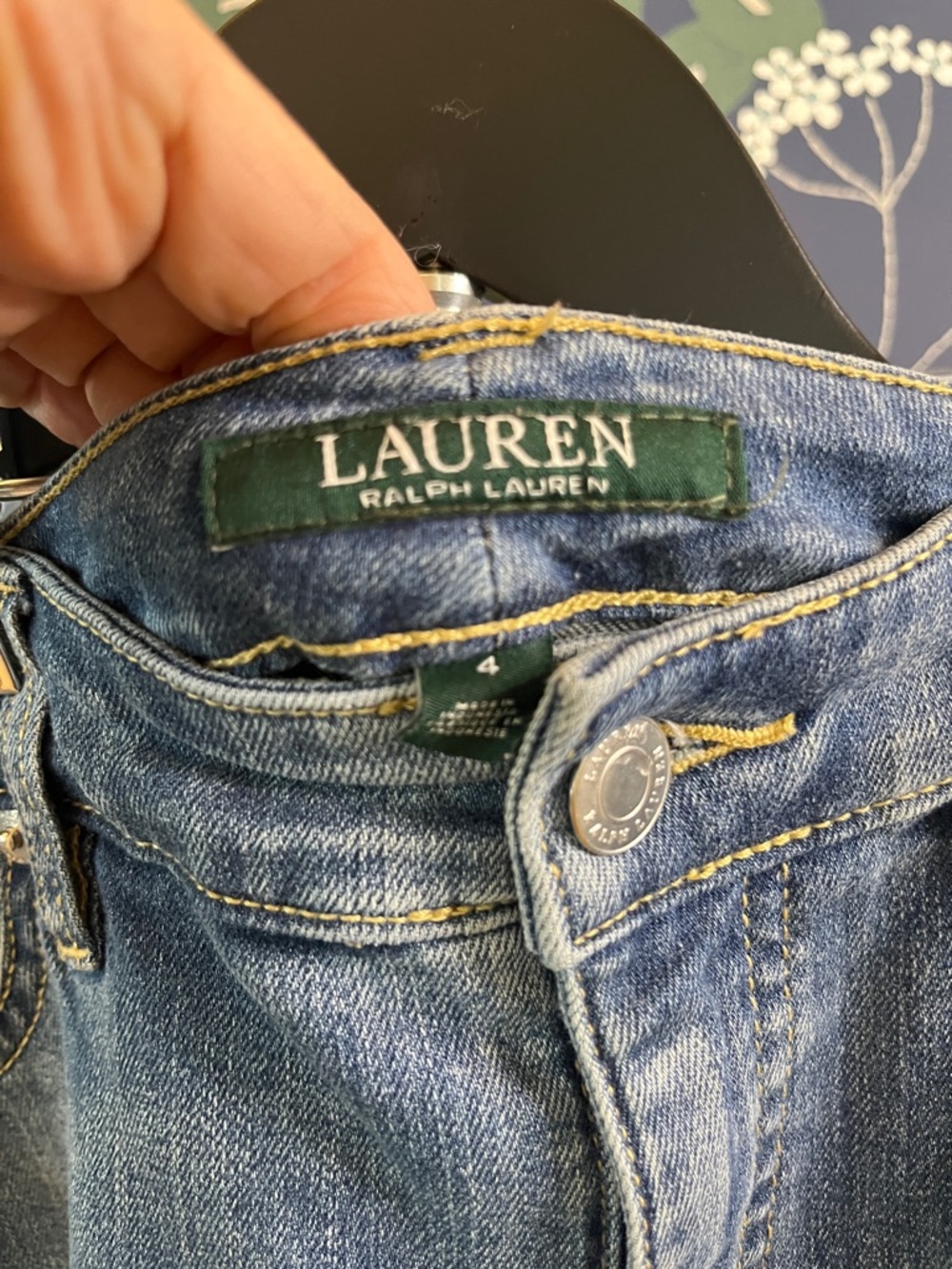 Lauren Ralph Lauren Straight Leg Jeans Raw Hem Mid Rise Size 4 Blue Denim - Picture 5 of 8